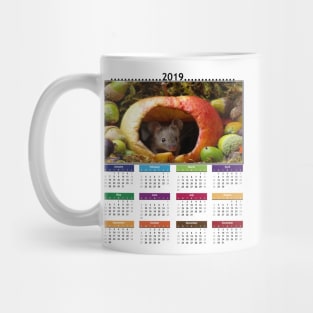 wild house mouse  in a apple calendar Mug